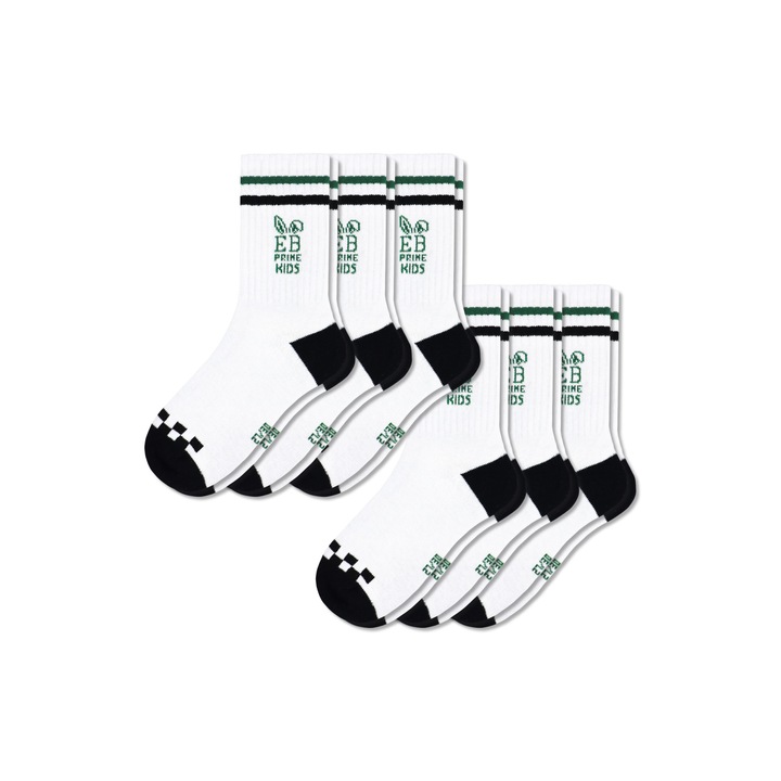 Комплект от 6 чифта, Детски чорапи, памук, EB Prime, безшевни, дишащи и удобни, Бял