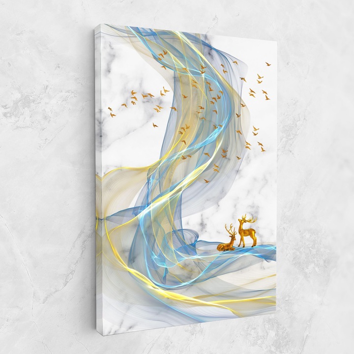 ARTHUB, Vászonkép 50x70 cm, Abstract Golden Landscape 2 | Hálószoba és Nappali, Absztrakt, Vonalas Absztrakt