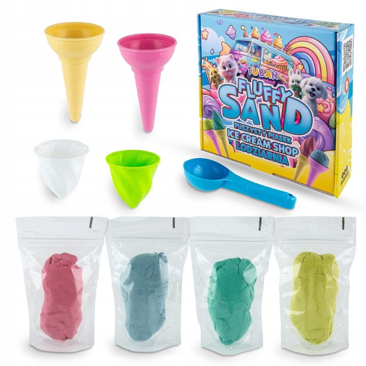 Set magazin de inghetata Tuban, Fluffy Sand, Nisip modelabil, Parfum guma de mestecat, 3 ani+