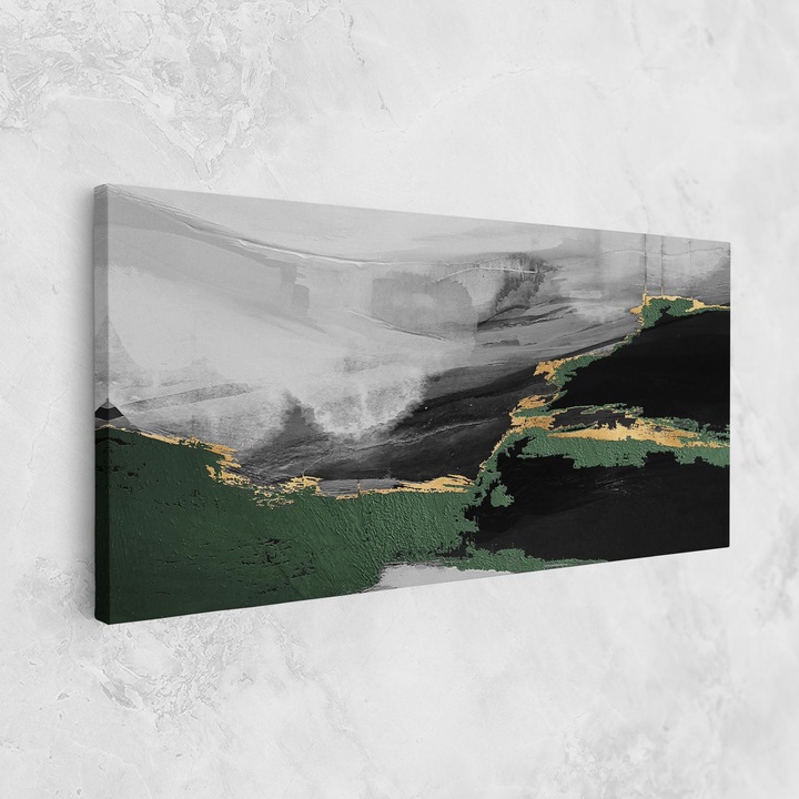 Tablou Canvas, 80x160 cm, Dormitor Si Living, Abstracte, Arta Abstracta, Grey With Green Painting