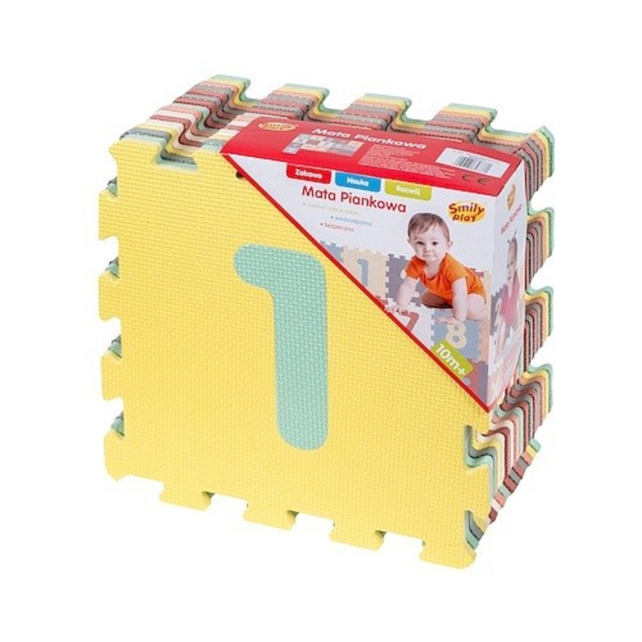Puzzle matrac típus gyerekeknek, Smily Play, számok, Hab, tarka