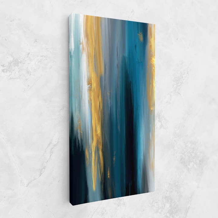ARTHUB, Vászonkép 40x80 cm, Golden Black Blue Art | Hálószoba és Nappali, Absztrakt, Absztrakt Művészet