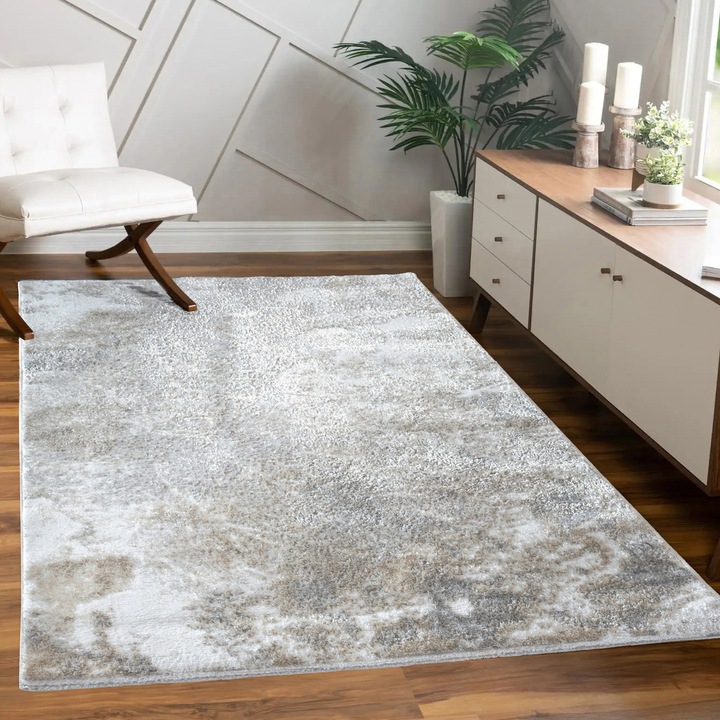 Covor modern, e-floor, Poliester, Wenecja, motiv marmura, 120x170 cm, Gri