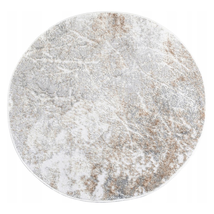 Модерен килим, e-floor, полиестер, Wenecja, мраморен мотив, кръгъл, 120 см, сив