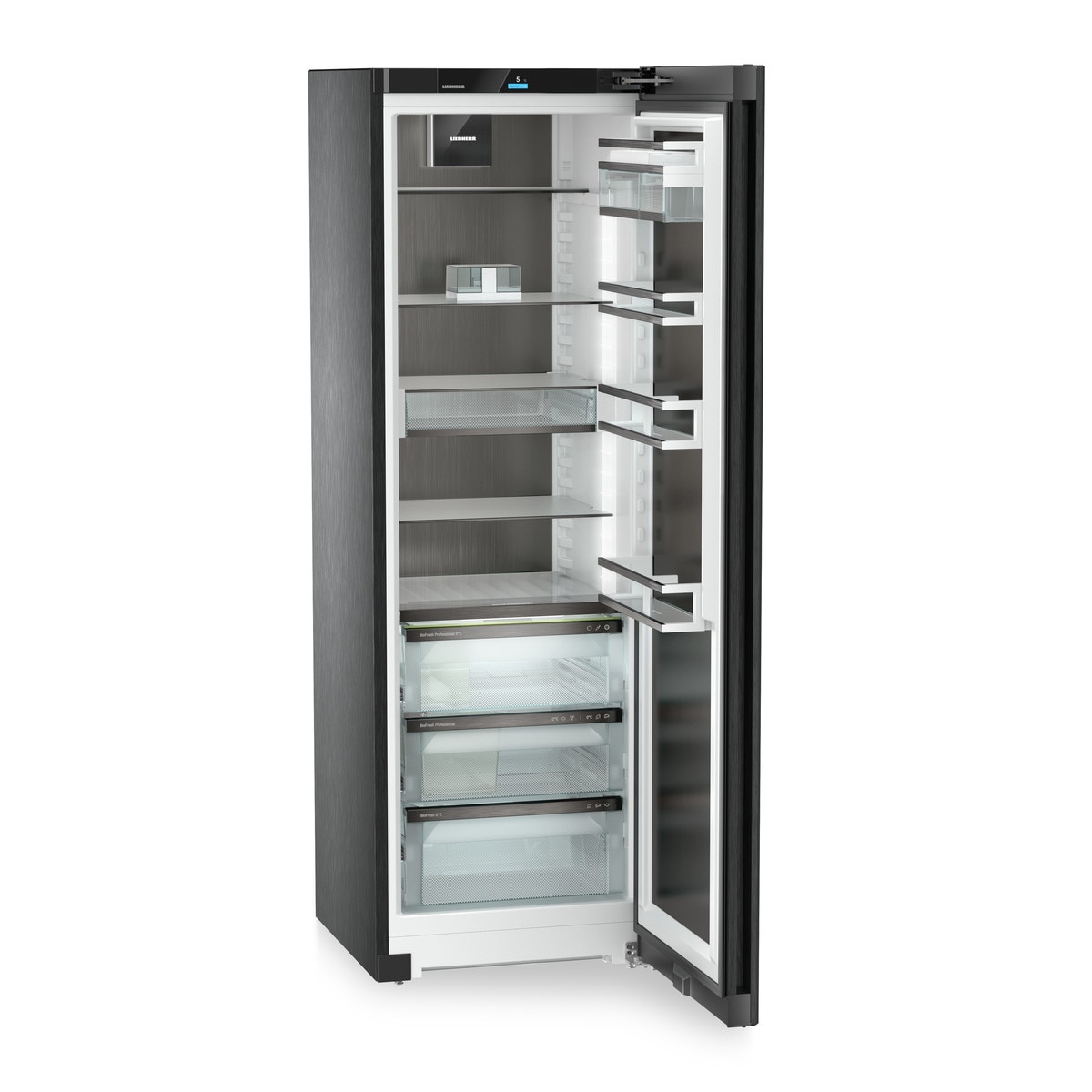 Frigider cu o usa Liebherr RBbsc 528i Peak, BioFresh, 384 l, H 185.5 cm, Clasa C, BlackSteel, Dark Inox