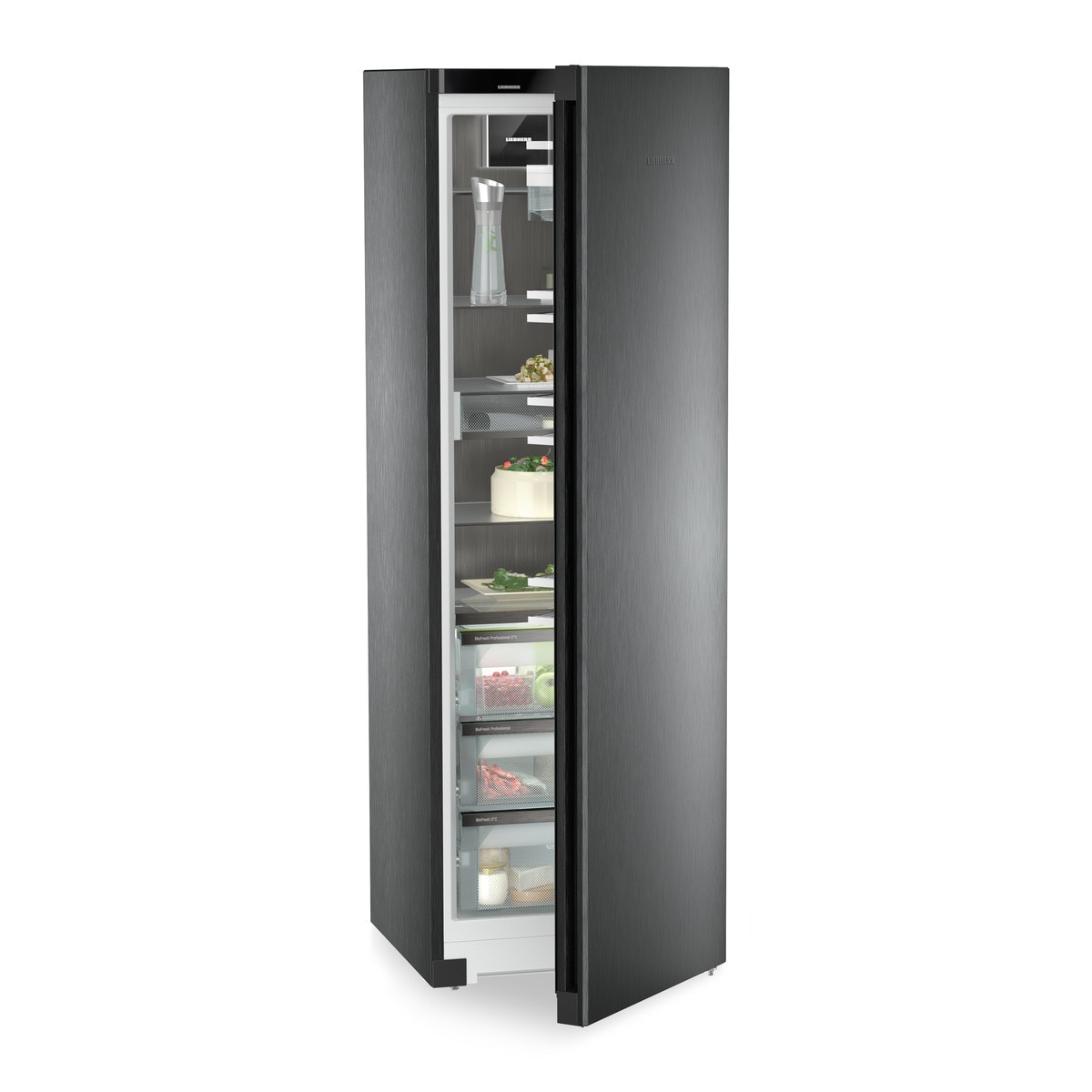 Frigider cu o usa Liebherr RBbsc 528i Peak, BioFresh, 384 l, H 185.5 cm, Clasa C, BlackSteel, Dark Inox