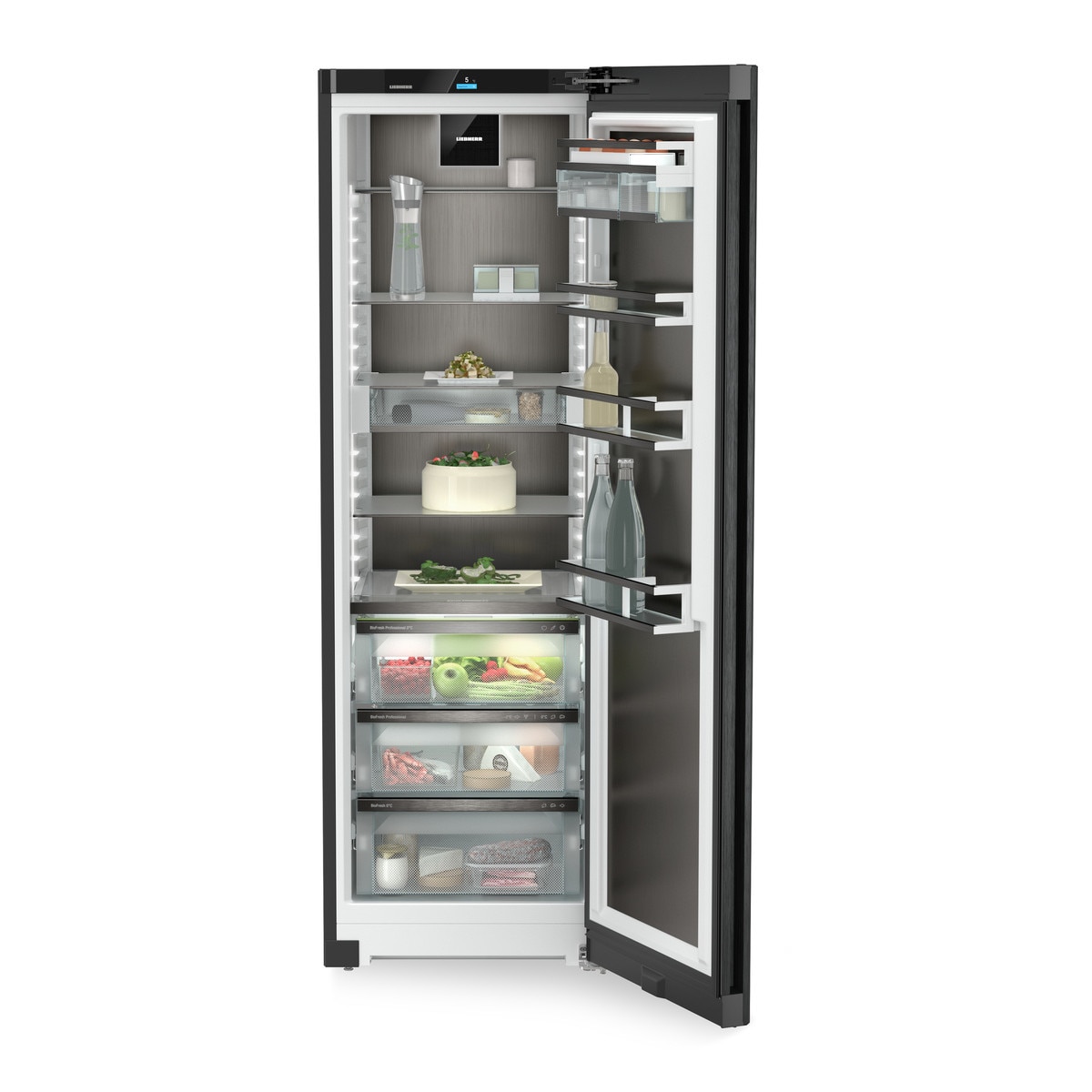 Frigider cu o usa Liebherr RBbsc 528i Peak, BioFresh, 384 l, H 185.5 cm, Clasa C, BlackSteel, Dark Inox