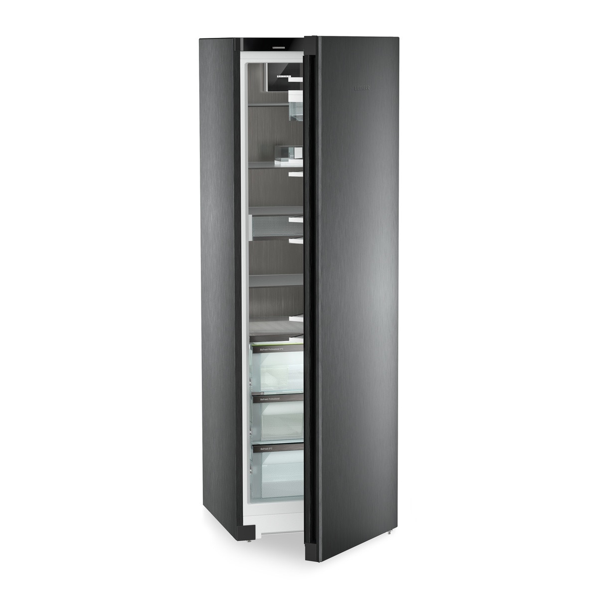 Frigider cu o usa Liebherr RBbsc 528i Peak, BioFresh, 384 l, H 185.5 cm, Clasa C, BlackSteel, Dark Inox