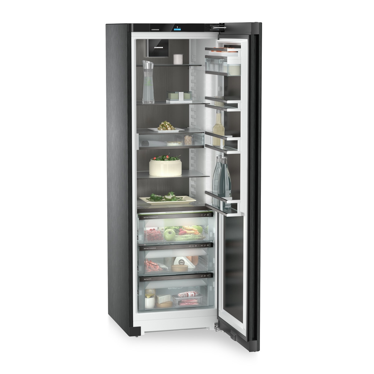 Frigider cu o usa Liebherr RBbsc 528i Peak, BioFresh, 384 l, H 185.5 cm, Clasa C, BlackSteel, Dark Inox