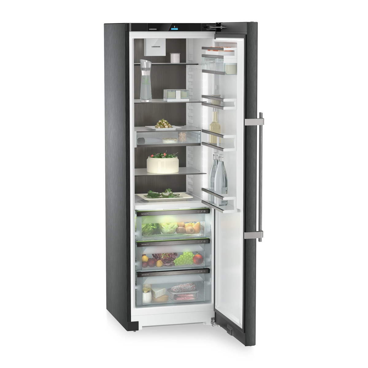 Frigider cu o usa Liebherr RBbsb 525i Prime, BioFresh, 387 l, H 185.5 cm, Clasa B, BlackSteel, Dark Inox