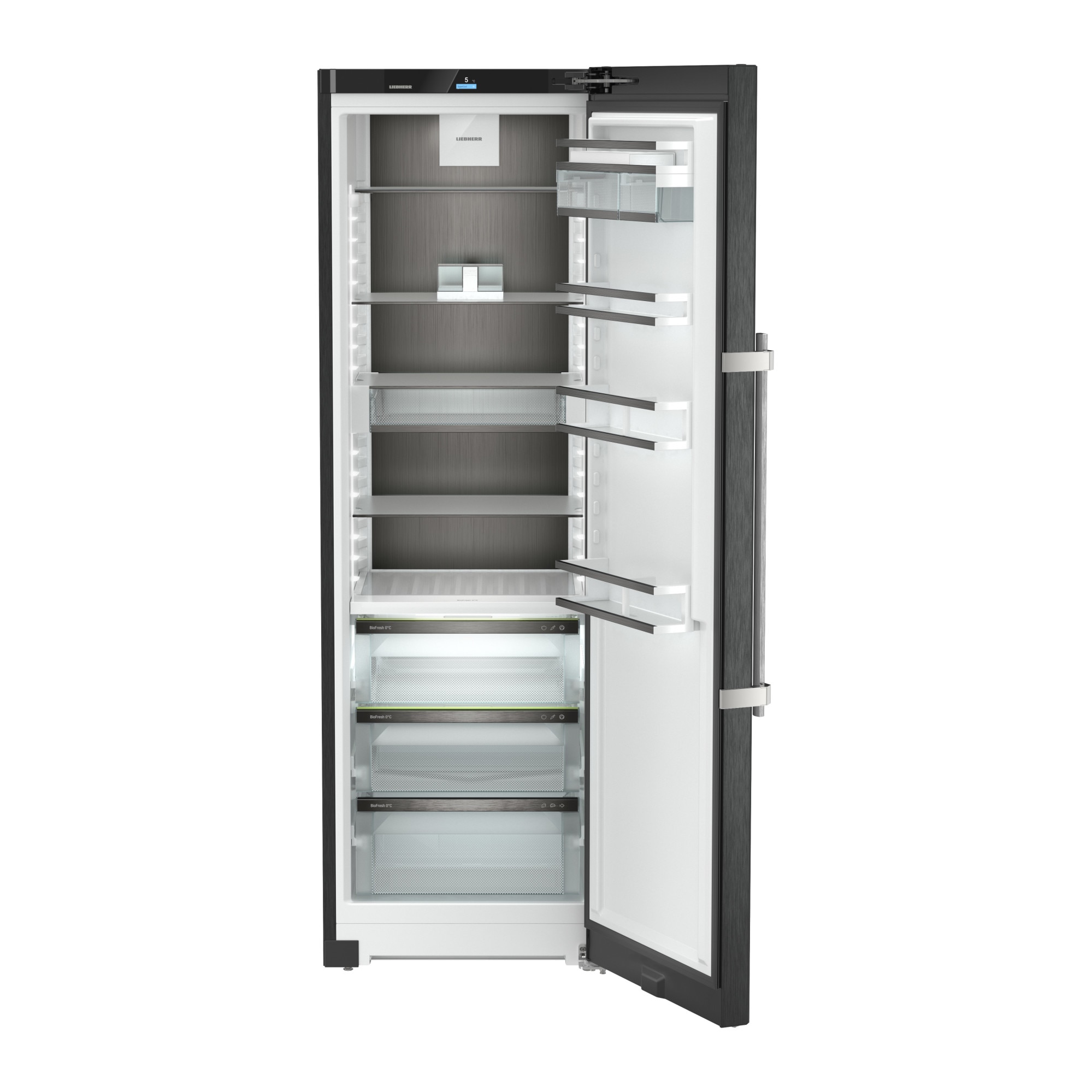 Frigider cu o usa Liebherr RBbsb 525i Prime, BioFresh, 387 l, H 185.5 cm, Clasa B, BlackSteel, Dark Inox