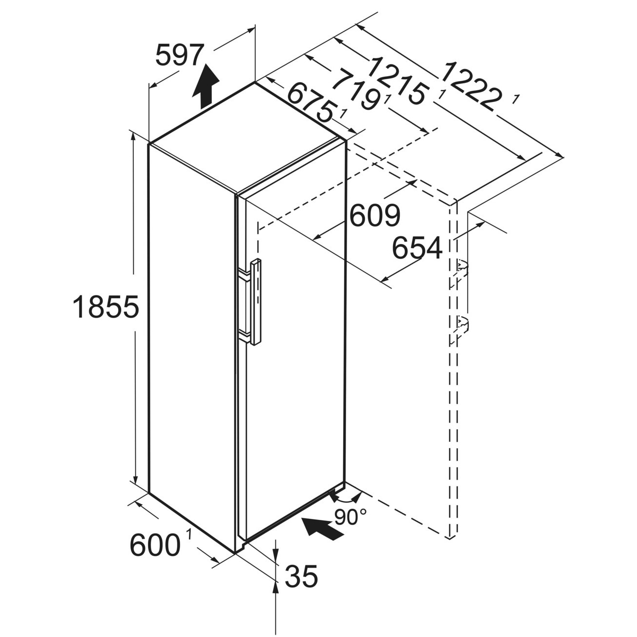 Frigider cu o usa Liebherr RBbsb 525i Prime, BioFresh, 387 l, H 185.5 cm, Clasa B, BlackSteel, Dark Inox