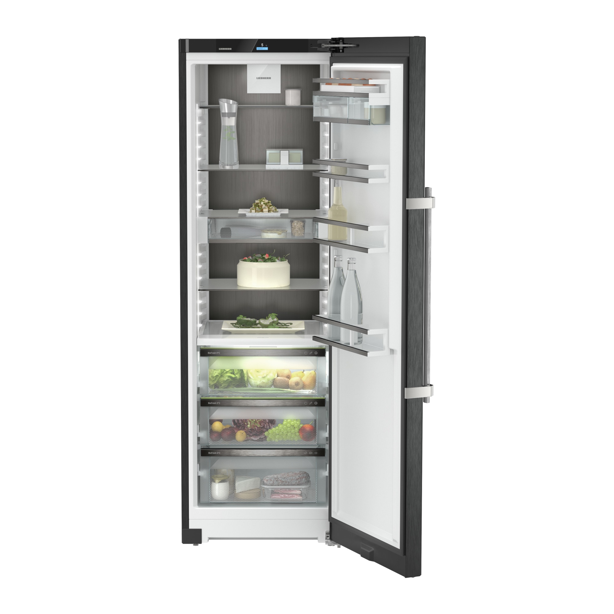 Frigider cu o usa Liebherr RBbsb 525i Prime, BioFresh, 387 l, H 185.5 cm, Clasa B, BlackSteel, Dark Inox