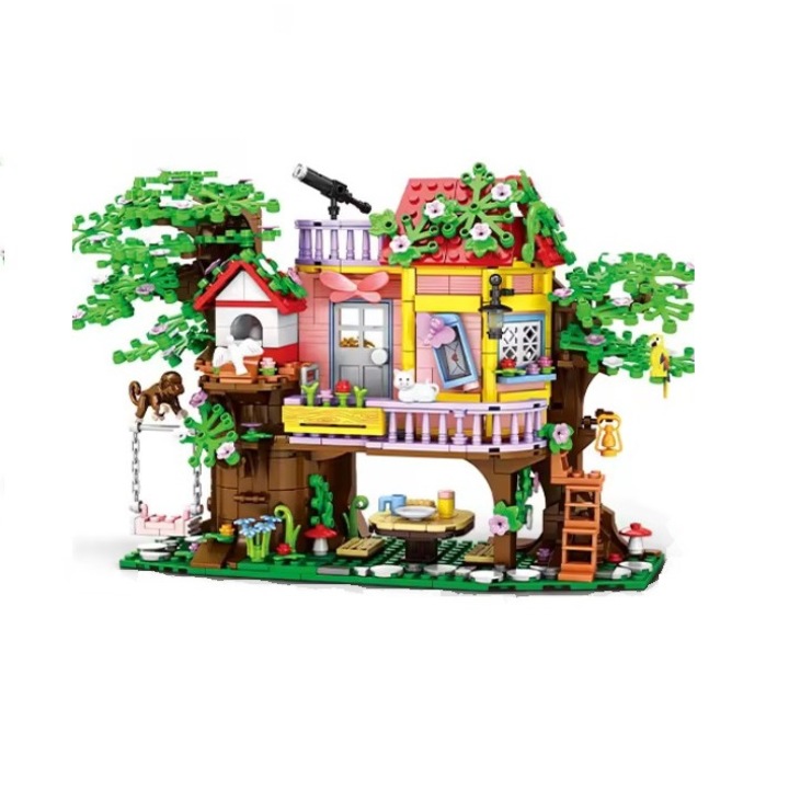 Конструктор, Къща на дърво, с маймуна CITA и котка TOM, 840 бр