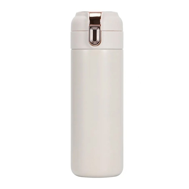 Termos Macomi™ cu indicator digital de temperatura, otel inoxidabil, capacitate 400ml, pastreaza bautura calda pana la 6 ore, 20.2 x 6.4cm, Alb