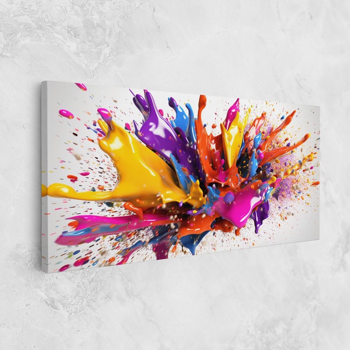 Tablou Canvas, 80x160 cm, Dormitor Si Living, Abstracte, Culori Vibrante, Abstract Splash 3d