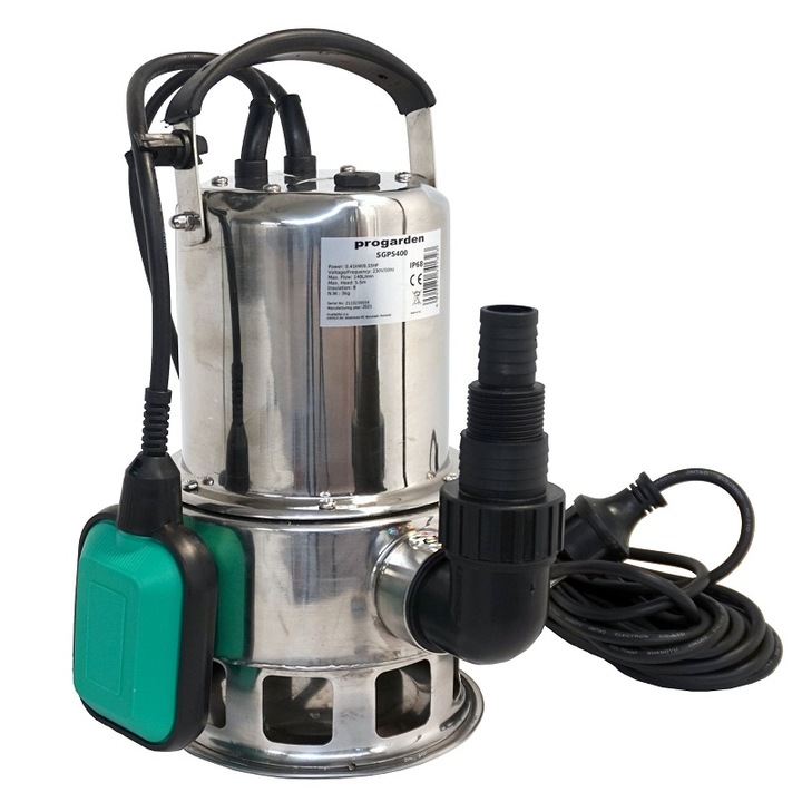 Pompa submersibila apa murdara ProGARDEN SGPS400, 400 W, 140 L/min, plutitor, inox