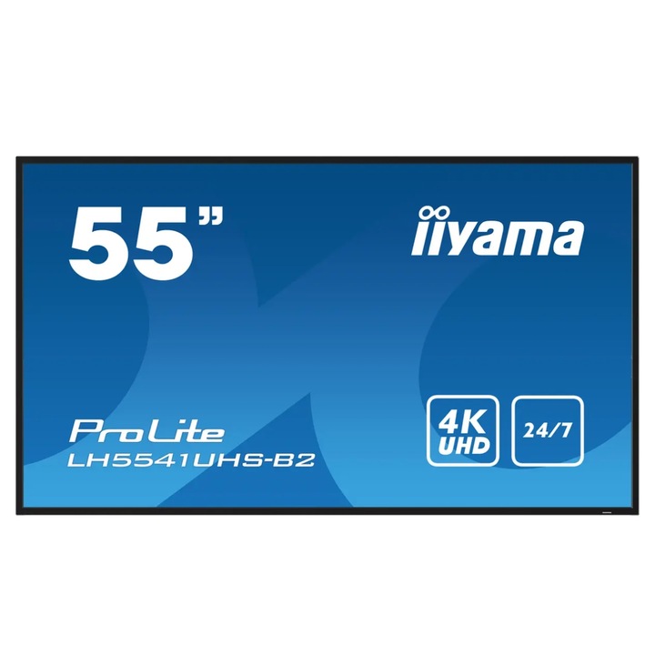 Ecran Profesional IPS LED iiyama ProLite 54.6" LH5541UHS-B2, UHD (3840 x 2160), VGA, HDMI, Boxe (Negru)