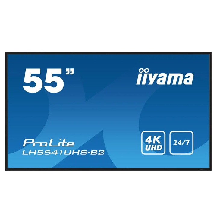 IPS LED professzionális képernyő iiyama ProLite 54,6" LH5541UHS-B2, UHD 3840 x 2160, VGA, HDMI, hangszórók fekete