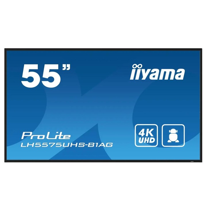 IPS LED professzionális képernyő iiyama ProLite 54,6" LH5575UHS-B1AG, UHD 3840 x 2160, HDMI, DisplayPort, fekete hangszórók
