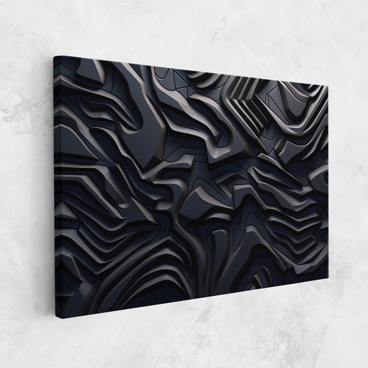 ARTHUB, Vászonkép 50x70 cm, Black 3d Lines | Hálószoba és Nappali, Absztrakt, Optikai Illúziók