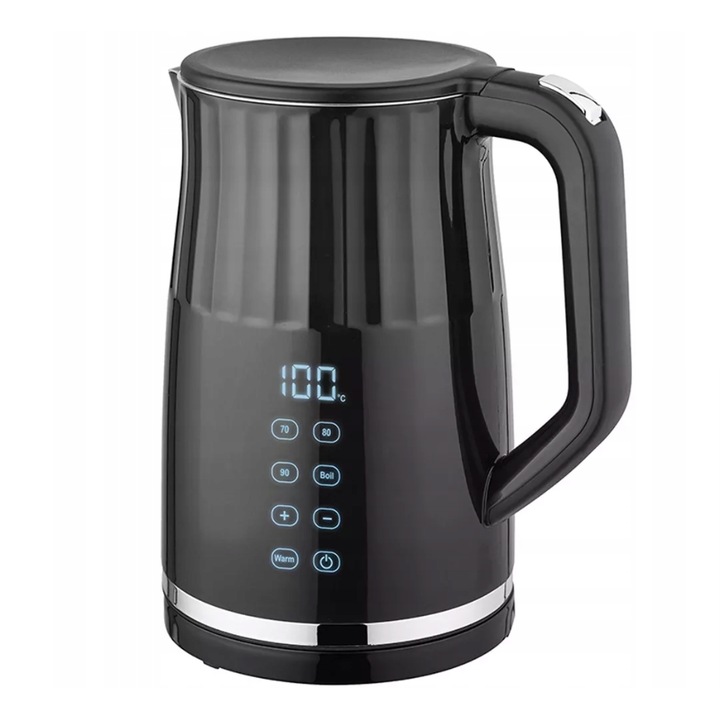 Fierbator electric Gastroback, Advanced Thermo 2in1, fierbator si termos, capacitate 1.7 litri, temperatura reglabila, functie Keep Warm, oprire automata, panou control touch, display LCD, carcasa Cool Touch, argintiu