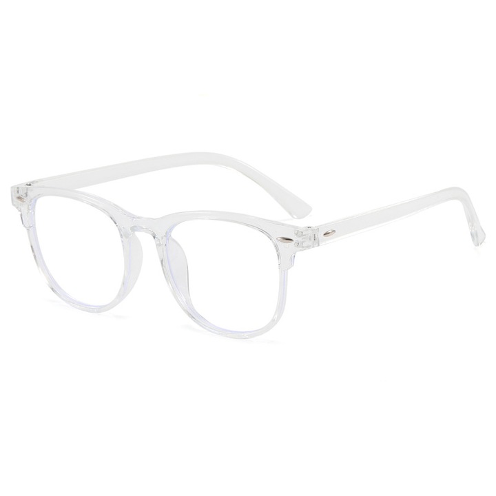 Ochelari de protectie pentru calculator, ecran telefon, laptop, TV, fara dioptrii, lentile transparente, rama incolara, antireflex, anti lumina albastra, unisex, Tessero, transparent