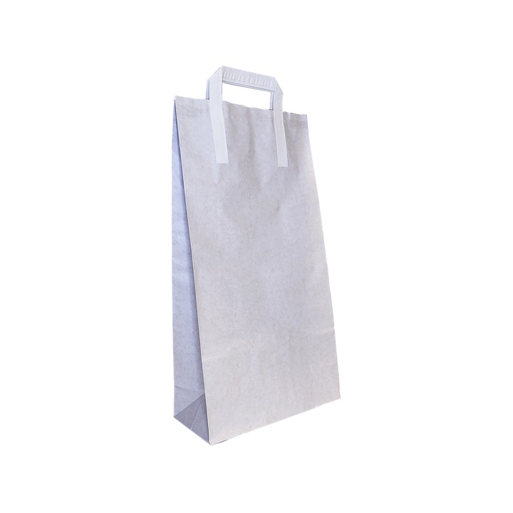 Set 200 Saci Hartie EXONIA, Kraft Alb cu Manere Plate, 22x10x43 cm