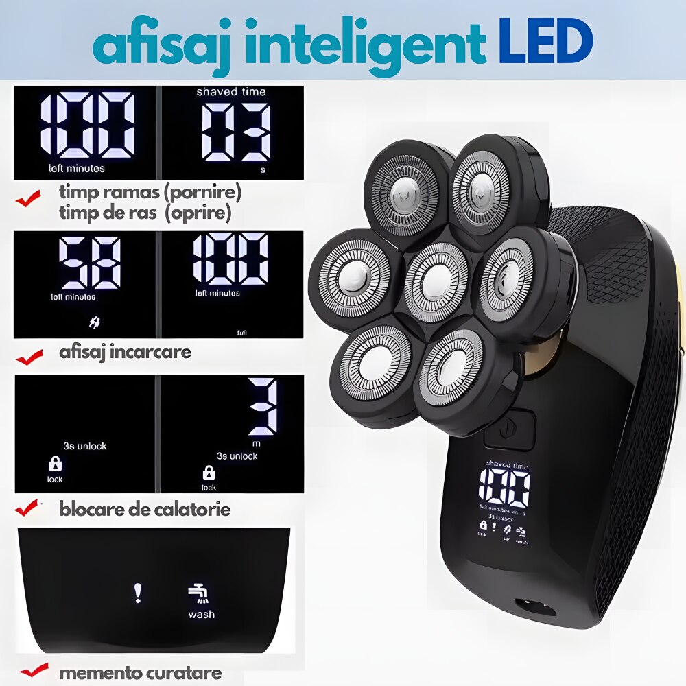 Aparat de ras electric Profesional + Rezerva capete rotative 7D ...