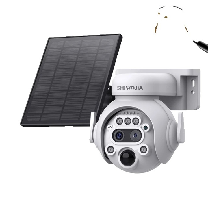 Соларна камера за наблюдение, PIR човешко откриване, Цветно нощно виждане, 6MP, Zoom 12x, IP65, 32GB