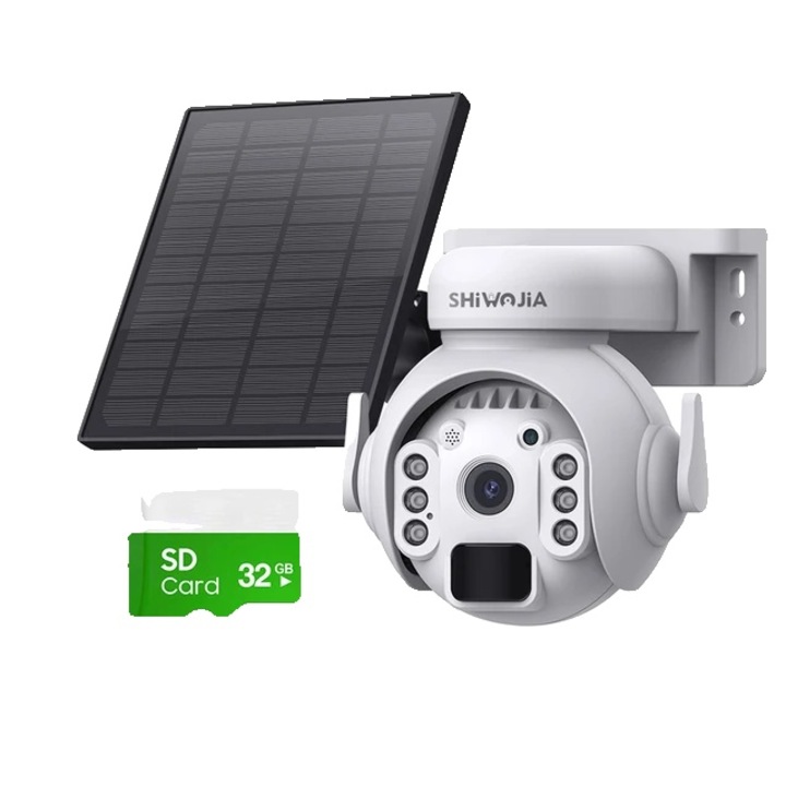 Соларна камера за наблюдение, Dual Lens 12X Zoom, Color+IR night vision, 6MP, 32GB, IP65, 4mm+12mm, 12000mAh, многоцветна