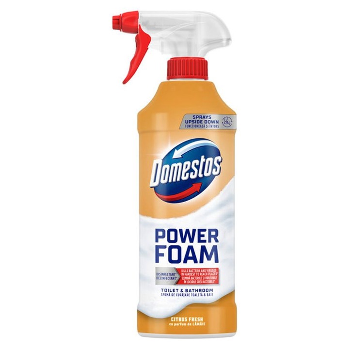Spuma de curatare Spray, Domestos Power Foam, parfum de Lamaie, 435ml