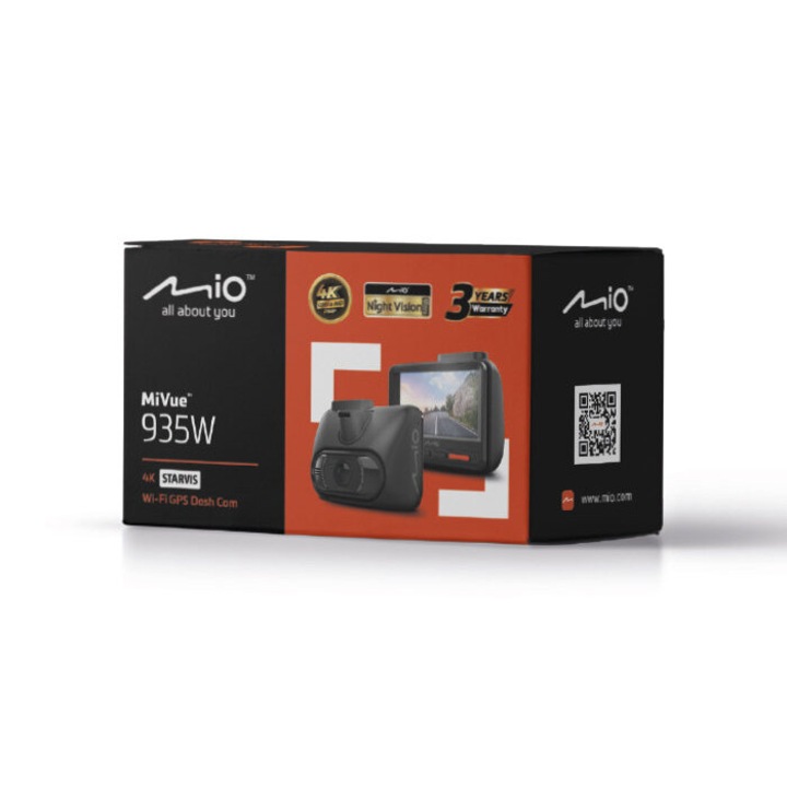 Camera auto Mio MiVue 935W, 4K, Wi-Fi, HDR, 60fps, Sony STARVIS, Mod Parcare optional