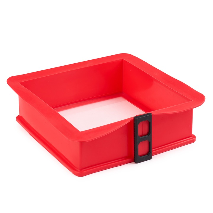 Forma Silicon Onuvio® cu Fund din Sticla Temperata pentru Prajituri, Blat, Chec, Cozonac, 25cm, Patrata