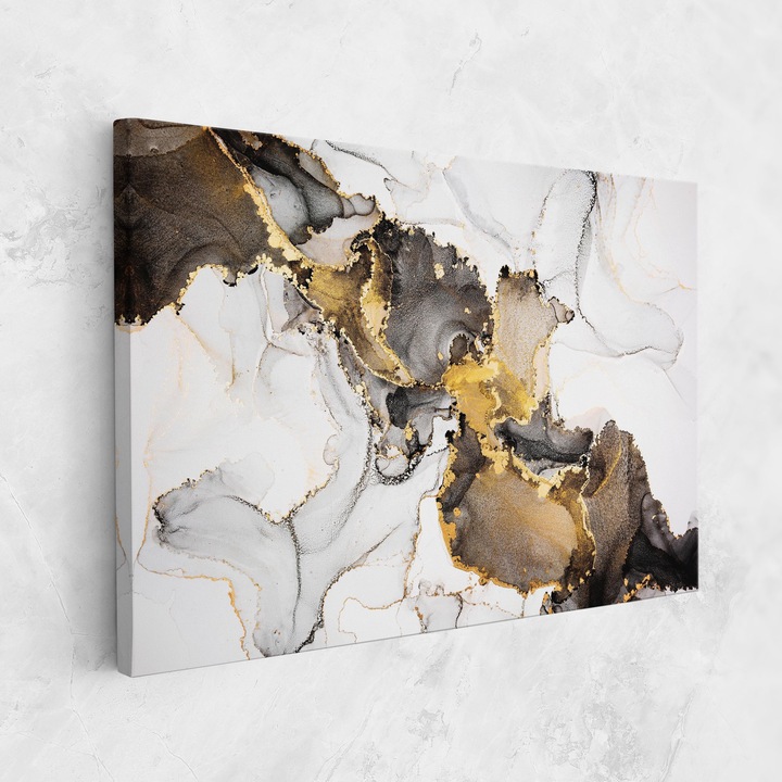 Tablou Canvas, 40x60 cm, Dormitor si Living, Abstracte, Marble, Golden Marble Shades