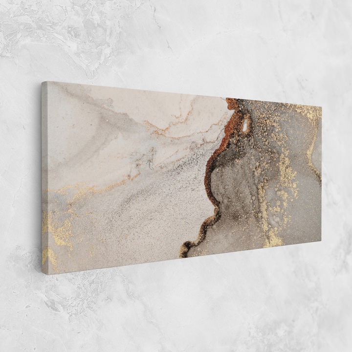 Tablou Canvas, 40x80 cm, Dormitor si Living, Abstracte, Marble, Grey Gold Marble Gigapixel Art Scale 0_50x