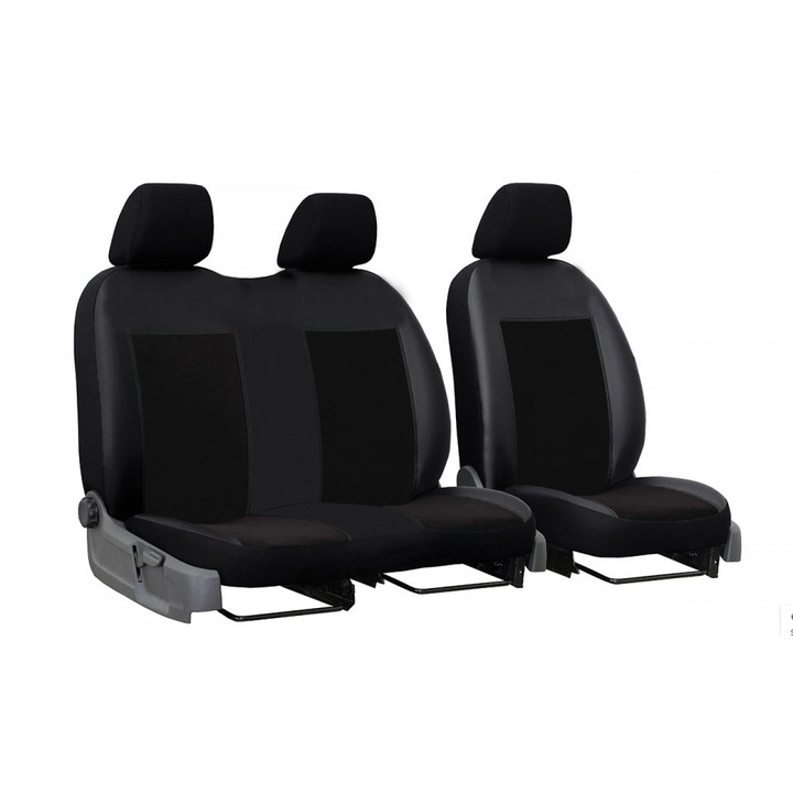 Комплект калъфи за седалки за кола, Универсални, Предни 2+1, 7 части материал жакард, Черен