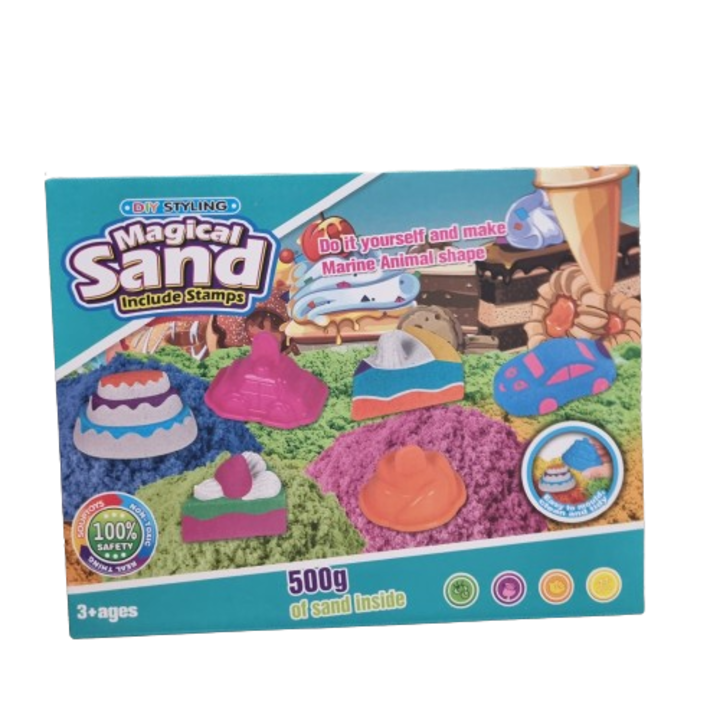 Set nisip modelator verde si roz, forme model prajiturile, multicolore, 16 piese