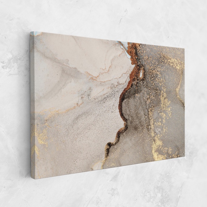 Tablou Canvas, 50x70 cm, Dormitor si Living, Abstracte, Marble, Grey Gold Marble Gigapixel Art Scale 0_50x