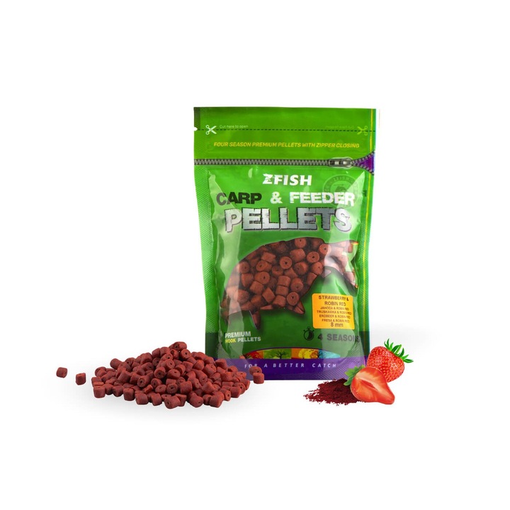 Pellet horog, Zfish, 8mm, Strawberry-Robin Red