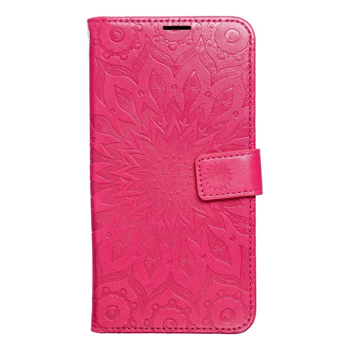 Xiaomi Redmi 14C / Redmi A4 / Poco C75 kompatibilis telefontok, könyvtok, mágneszáras, bankkártyatartós, mandala mintás, magenta, Forcell Mezzo