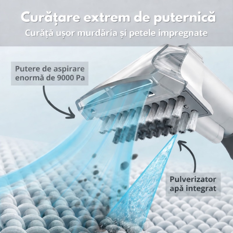 Aspirator profesional cu spalare Ryer Carpet Cleaner Injectie-Extractie, Curatator de pete textile, saltele, covoare, tapiterii, mocheta, podele