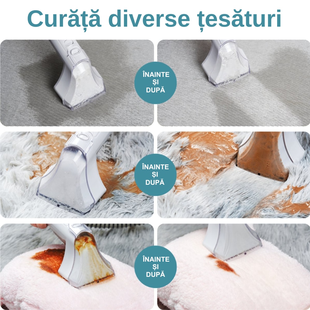 Aspirator profesional cu spalare Ryer Carpet Cleaner Injectie-Extractie, Curatator de pete textile, saltele, covoare, tapiterii, mocheta, podele