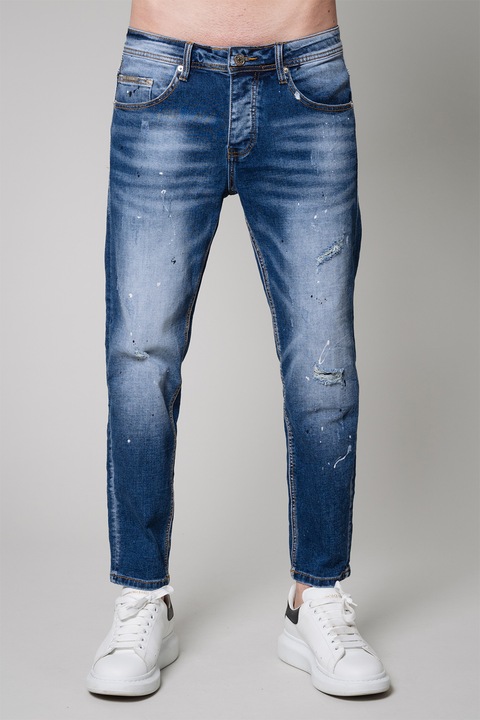 uFIT, Blugi cu aspect decolorat, Albastru inchis, L