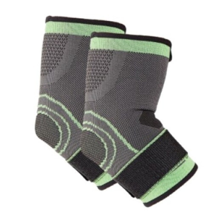 Set 2 orteze pentru cot, material elastic si respirabil, reglabile, marime universala, amelioreaza durerile in timpul exercitiilor, negru/verde, Dactylion®