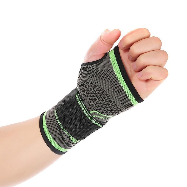 Orteza elastica pentru incheietura mainii, ajustabila, marime universala, negru/verde, Dactylion®