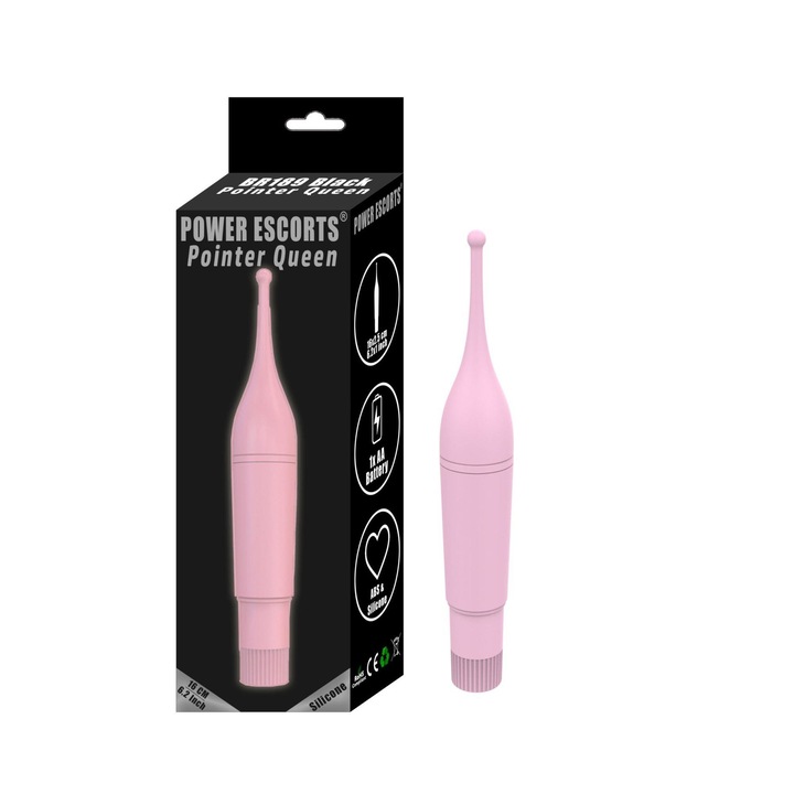Clitoral vibrátor Pointer Queen, Power Escorts, rózsaszín, 16x3 cm, elemekkel