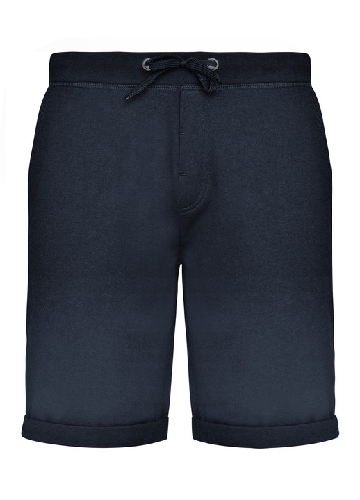 Pantaloni barbati, scurti, cu snur si betelie elastica, stil casual, Bleumarin