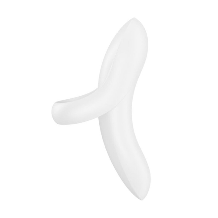 Вибратор за пръсти Satisfyer Bold Lover, Силикон, Бял, 12 програми, 15x4 см