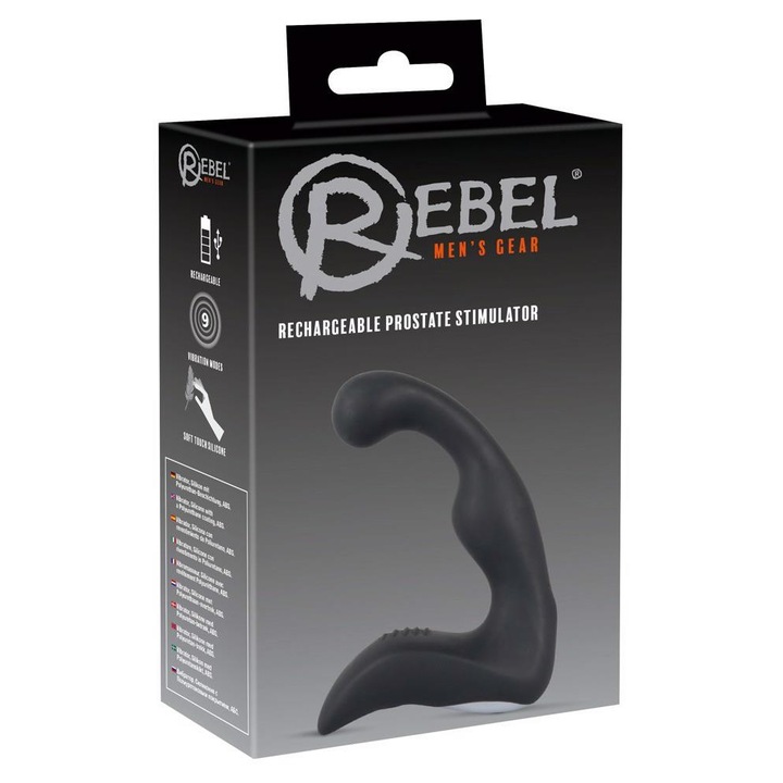Rebel Plug Вибратор за простата, силикон, USB презареждаем, черен, 14,6x10,5x2-3 см